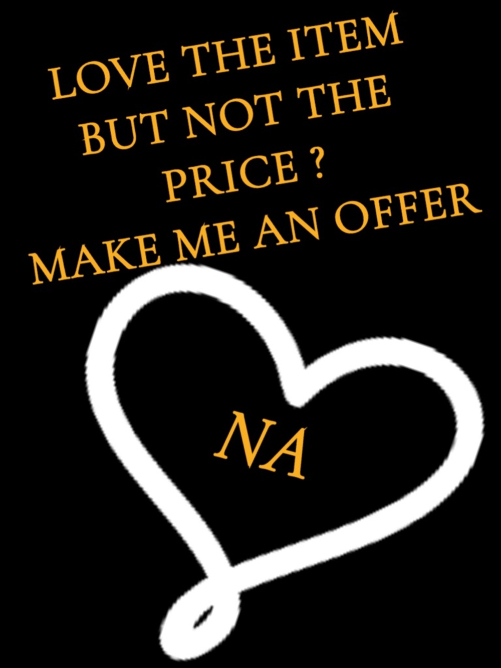 Graphic Black Tee-Style Listing with White Heart and Gold Text